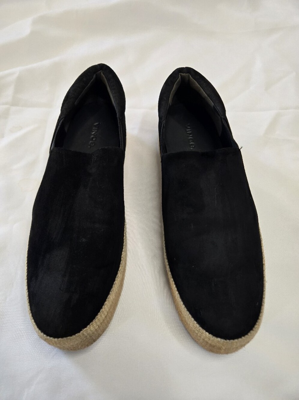 Vince Women Black Suede Slip-On Espadrille